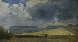 Carl Blechen, Römische Wasserleitung, um 1828/29, Öl auf Papier auf Pappe, 13 x 23,5 cm, Kunsthalle Bremen – Der Kunstverein in Bremen / Leihgabe der Bundesrepublik Deutschland